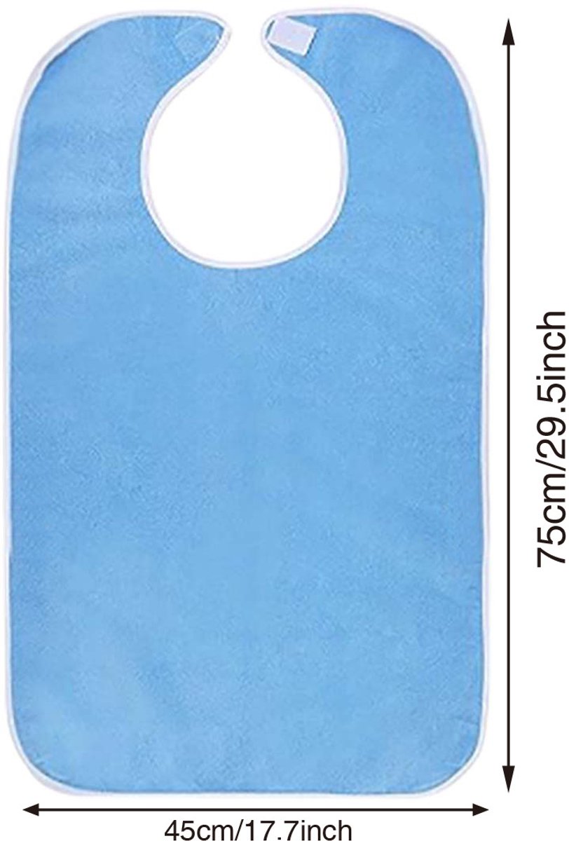 2-Pack - Stain-Resistant Feeding Bibs - Adjustable - Elderly Care Bibs - Light Blue