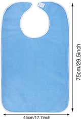 2-Pack - Stain-Resistant Feeding Bibs - Adjustable - Elderly Care Bibs - Light Blue - Side View