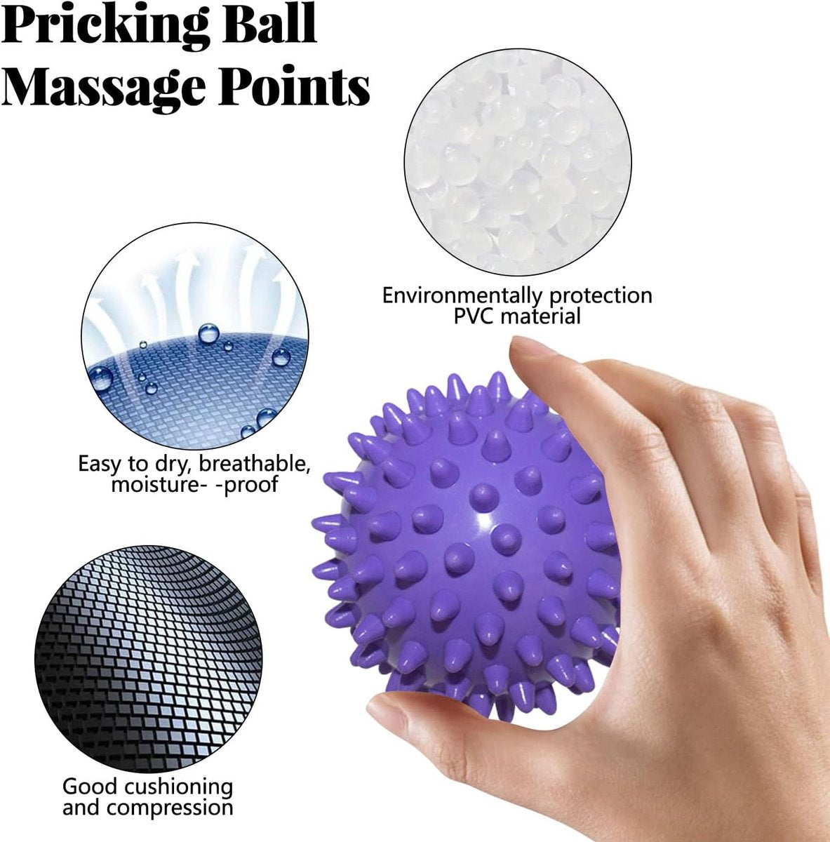 Massage Balls (Set of 2) - Trigger Point Balls - Massage Balls with Relief Points - Pointed Balls - Hedgehog Balls - Massage Balls - Trigger Point Exercise Balls - For Massaging Hand, Leg, Shoulder, Hip and Foot Muscles (Green/Purple 7.5 cm)