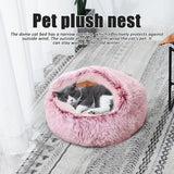 Cat Bed - Cave Cat Basket 40cm - Calming and Anti-Anxiety - For Small Dogs/Cats - Donut - Pink - Front View