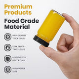 Glass Jars with Lids - 15 x 2 oz Jars - Includes 15 Labels - Clear - Perfect for Ginger Smoothies, Health Drinks, Juices, etc. - Travel Essential - Wide Mouth Design - Leak-Proof - Dishwasher Safe - Side View
