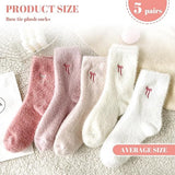 5 pairs of fleece socks for women - Comfortable lace-up socks - Warm winter socks - Thick fleece socks for home use - Warm winter socks - Soft sleeping socks - Lounge socks - Christmas gift - Birthday gift - Side View