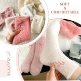 5 pairs of fleece socks for women - Comfortable lace-up socks - Warm winter socks - Thick fleece socks for home use - Warm winter socks - Soft sleeping socks - Lounge socks - Christmas gift - Birthday gift - Top-Down View
