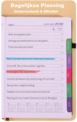 2026 Daily Planner – 2026 Adult Agenda – 1 Day on 1 Page – 365 Day Planner & Notebook – 14.0*20.8cm – Pink - Front View