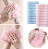 Back Scrubber Set | 2-Piece Exfoliating Shower Towel | Extra Long Exfoliating Washcloth for Men and Women - Scrub Cloth for Body Cleansing and Massage (Blue) - Rear View