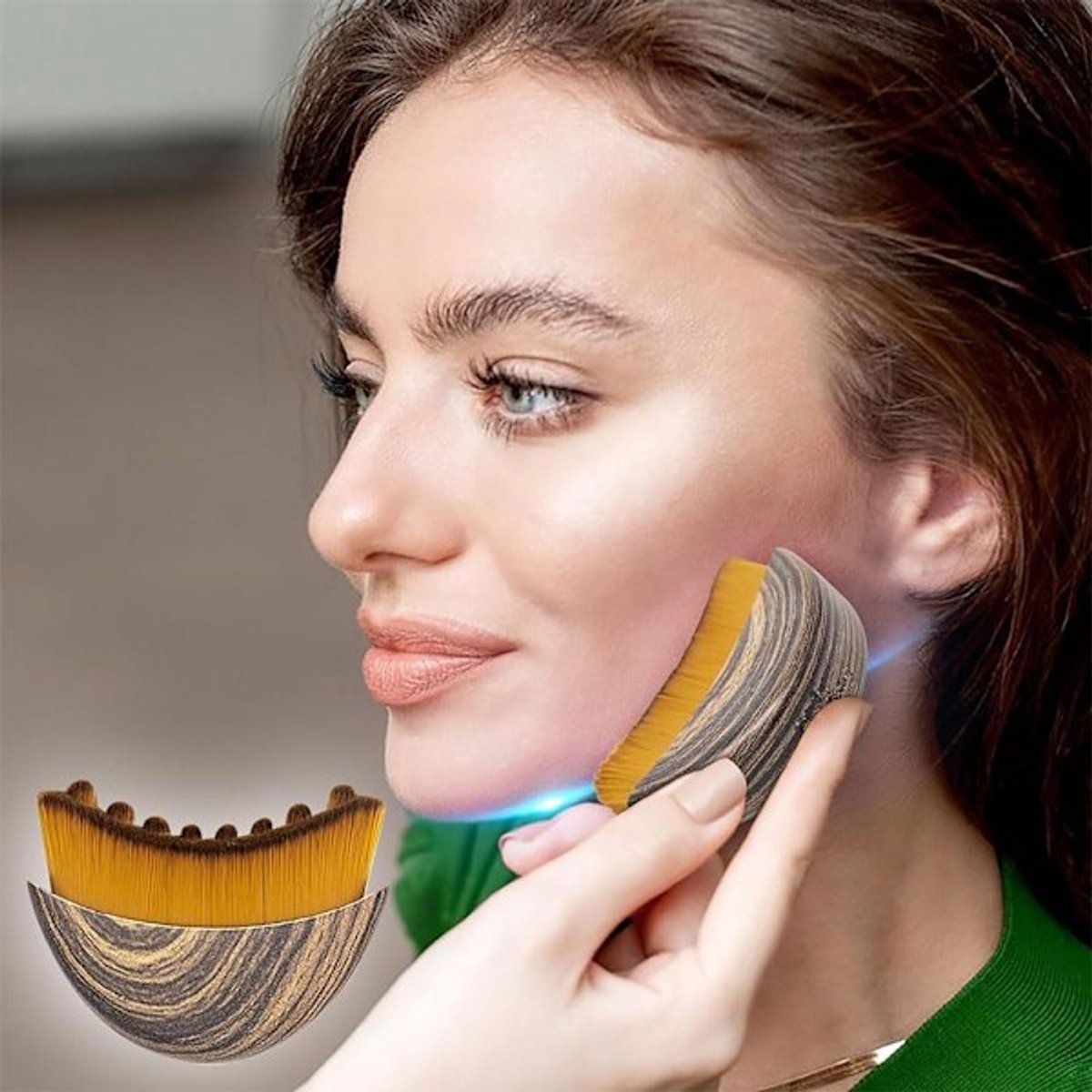 Lymphatic Drainage Facial Brush - Lymphatic Drainage Facial Massage - Chin and Jawline Modeling - Dry Facial Brush
