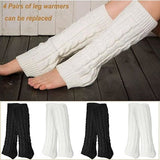 Women's Socks - Knitted Leg Warmers for Women - Winter Socks - Plain Striped Leg Warmers - Warm Winter Socks - Party Leg Warmers - 4-Pack - Side View