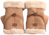 Gloves - Women's Gloves - Warm Gloves - Fingerless Gloves - Suitable for walking, commuting, running, hiking, outdoor activities and cold winters. (Khaki)
