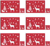 Placemats - Set of 12 - Christmas placemats - including coasters, Christmas placemats - heat-resistant and waterproof - suitable for Christmas parties and table decorations (Red)