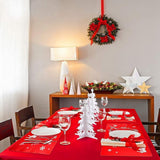 Placemats - Set of 12 - Christmas placemats - including coasters, Christmas placemats - heat-resistant and waterproof - suitable for Christmas parties and table decorations (Red) - Top-Down View