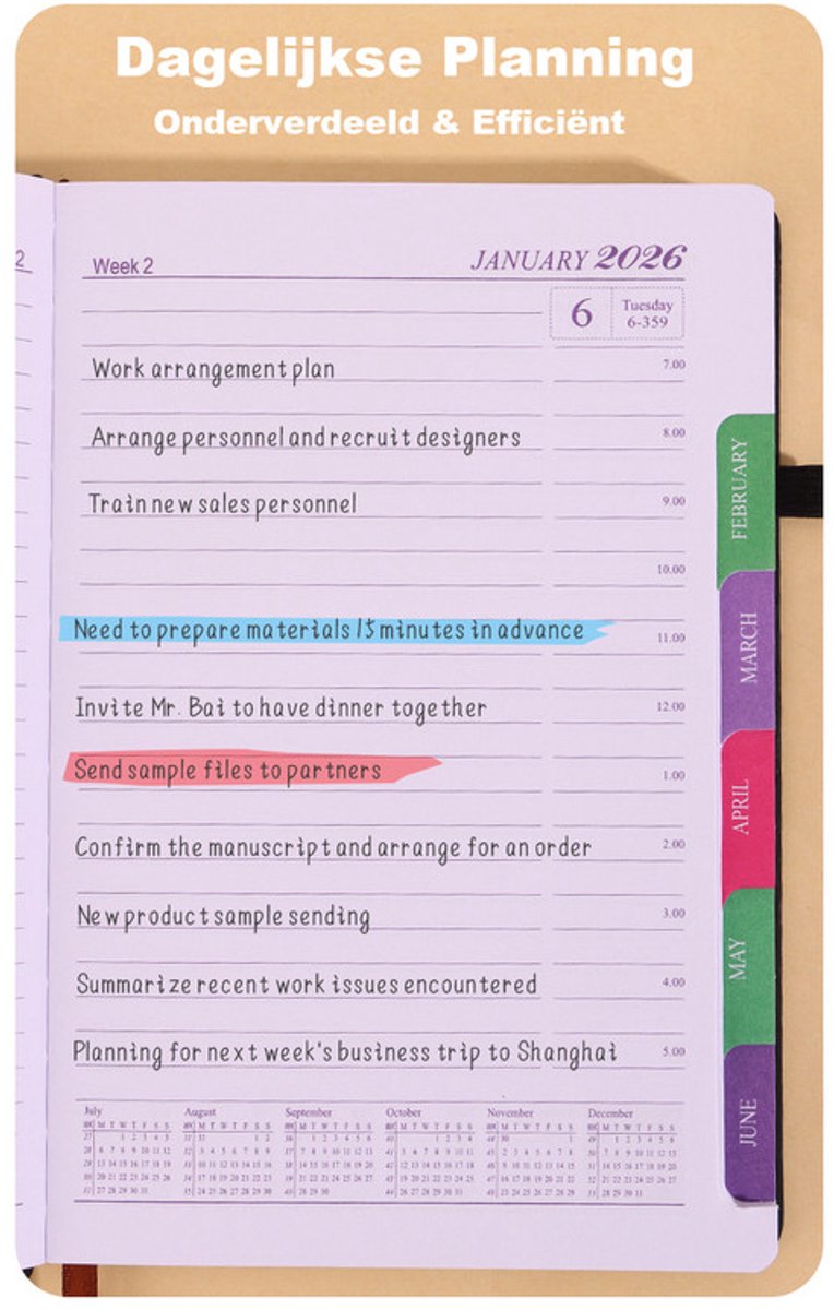 2026 Daily Planner – 2026 Adult Agenda – 1 Day on 1 Page – 365 Day Planner & Notebook – 14.0*20.8cm – Purple