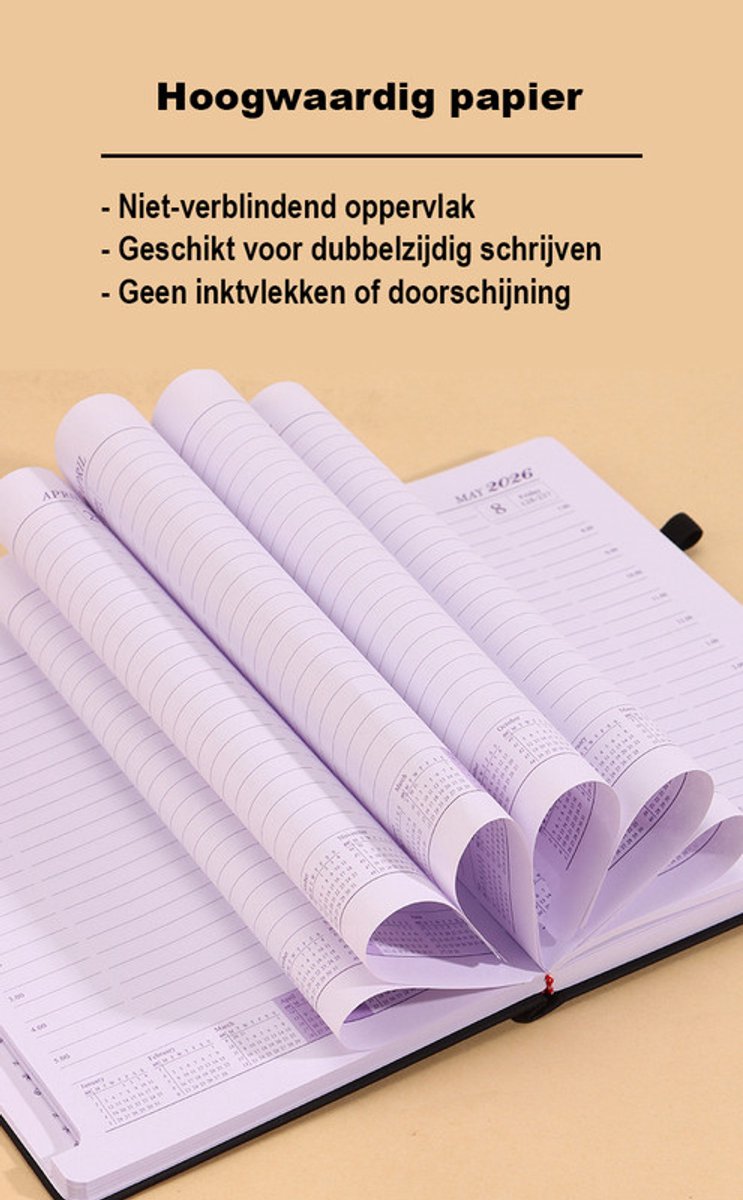 2026 Daily Planner – 2026 Adult Agenda – 1 Day on 1 Page – 365 Day Planner & Notebook – 14.0*20.8cm – Purple