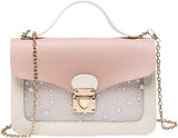 Pink Stars Handbag for Girls - Detachable Chain - Three Compartments - Large Capacity - Handbag