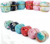 Tea Box | Tea Box - Round Tins - Vintage - 6-Pack - 10 oz Tea Box Loose Tea | Vintage style storage containers for loose tea and herbs, coffee beans, spices, and sugar - Style A - Side View