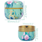 Tea Box | Tea Box - Round Tins - Vintage - 6-Pack - 10 oz Tea Box Loose Tea | Vintage style storage containers for loose tea and herbs, coffee beans, spices, and sugar - Style A - Top-Down View