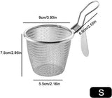 Stainless Steel Pasta Basket - Cooking Basket with Pasta Clamp - Hanging Strainer - Kitchen Utensils Suitable for Pasta, Ramen, Pho and Vegetables - 45-Degree Angle