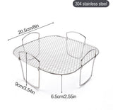 Square air fryer rack - Air fryer baking pan - Air fryer accessories - Stainless steel - 20.5 cm - Rear View