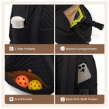Backpack - Tennis Shoulder Crossbody Bag - Sports Bag - Waterproof Racket Bag - Suitable for Pickles and Badminton - Black - Front View