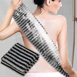 Back Scrubber Set | 2-Piece Exfoliating Shower Towel | Extra Long Exfoliating Washcloth for Men and Women - Scrub Cloth for Body Cleansing and Massage (Black-A)