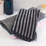 Back Scrubber Set | 2-Piece Exfoliating Shower Towel | Extra Long Exfoliating Washcloth for Men and Women - Scrub Cloth for Body Cleansing and Massage (Black-A) - Front View