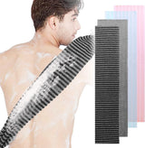 Back Scrubber Set | 2-Piece Exfoliating Shower Towel | Extra Long Exfoliating Washcloth for Men and Women - Scrub Cloth for Body Cleansing and Massage (Black-A) - Side View