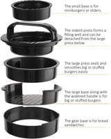 3-in-1 Hamburger and Hamburger Press - Hamburger Mold - Non-stick, Durable Patty Maker for Stuffed Burgers and Sliders - Easy to Clean - Black