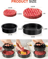 3-in-1 Hamburger and Hamburger Press - Hamburger Mold - Non-stick, Durable Patty Maker for Stuffed Burgers and Sliders - Easy to Clean - Black