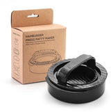 3-in-1 Hamburger and Hamburger Press - Hamburger Mold - Non-stick, Durable Patty Maker for Stuffed Burgers and Sliders - Easy to Clean - Black