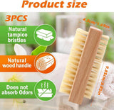 Nail Brushes - 3-Pack - Double-Sided - Nail Brushes for Cleaning Nails - Portable Nail Brushes with Wooden Handles - Suitable for Daily Hygiene, Travel and Pet Care - Side View