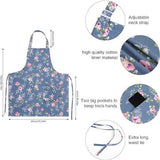 Aprons - Women's Kitchen - Adjustable Floral Apron with Large Pockets - for Cooking, Baking, Gardening - 2-Pack - Front View