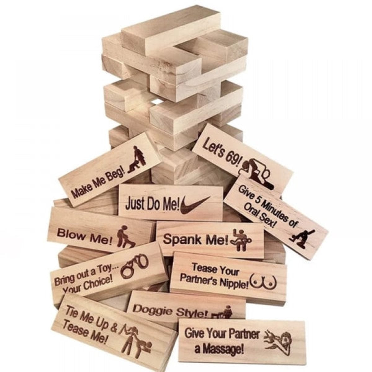 Romantic Couple Games - Jenga Tower Game - Erotic Jenga Game - Jenga for Couples - Jenga Game for Valentine's Day - Gift for an Adult Couple's Night -