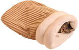 Cat Bed - Cave Cat Basket - Winter Sleeping Bag for Pets - Soft Plush Cat Bed - Suitable for Indoor Cats, Kittens and Dogs (Beige, L-54*45cm)