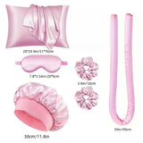 Hair Rollers - 9-Piece - Heatless Curling Iron - Heatless Curls - Curls without Heat - Includes Hair Clip and Satin Sleep Cap (Pink) - Extra Image