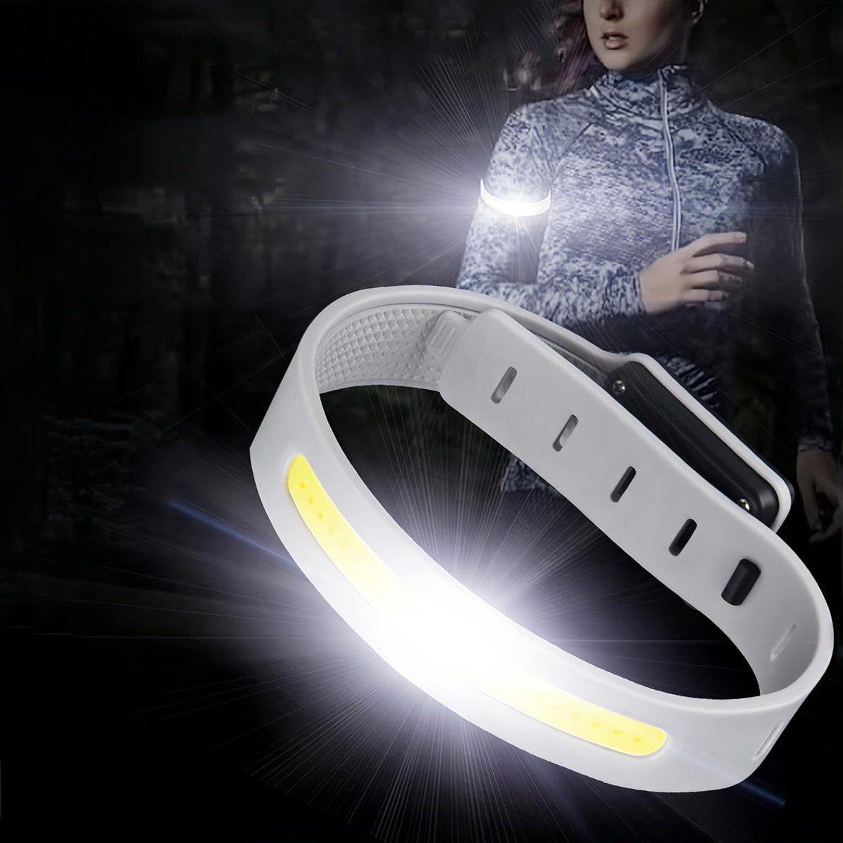 Lamp - Running Lamp - Bicycle Lamp - With reflective arm and wrist strap - 3 light modes - Rechargeable - Flashing outdoor lamp, a safe choice for running, jogging, cycling and walking in the dark.