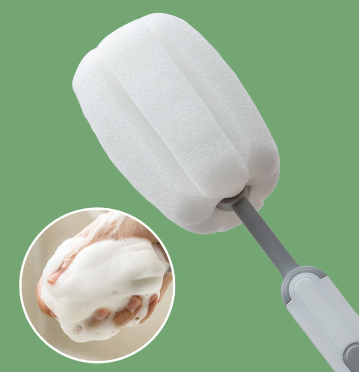 Brush - Detachable sponge brush - Long-handled bottle brush - Suitable for coffee cups, glasses and other kitchen utensils.