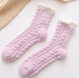 Slippers and socks - lounge socks - 7 pairs - Women's lounge socks - Soft and comfortable women's lounge socks - Comfortable, warm, thick and soft - Side View