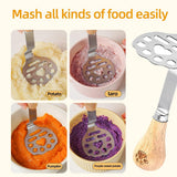 Potato Masher - Mini Avocado Masher - Small Food Masher - Made of high quality stainless steel - Flat handle that can be tilted on a table - 15 cm - Top-Down View