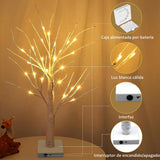 LED Lighting - Christmas Tree with LED Lighting - 60cm Birch Wood Christmas Decoration - Bright and Warm White Tree Lights - Suitable for Indoor Christmas Decorations - Thanksgiving/Christmas Decorations Indoors - Front View
