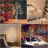 LED Lighting - Christmas Tree with LED Lighting - 60cm Birch Wood Christmas Decoration - Bright and Warm White Tree Lights - Suitable for Indoor Christmas Decorations - Thanksgiving/Christmas Decorations Indoors - Side View