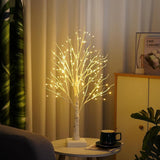 LED Lighting - Christmas Tree with LED Lighting - 60cm Birch Wood Christmas Decoration - Bright and Warm White Tree Lights - Suitable for Indoor Christmas Decorations - Thanksgiving/Christmas Decorations Indoors - Top-Down View
