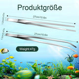 2-pack curved aquarium tweezers - Straight and curved tweezers - 27 cm long stainless steel tweezers - Suitable for lizards, spiders, fish and aquariums - 45-Degree Angle