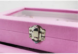 Jewelry Box - Jewelry Box with Glass Lid and Lock - 9 Compartment Jewelry Organizer - Suitable for storing earrings, bracelets and women's jewelry. - Side View