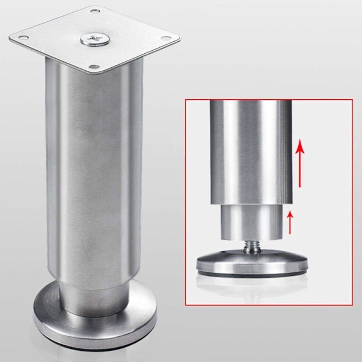 Adjustable Cabinet Legs - 4 Adjustable Furniture Legs Made of Stainless Steel (Silver) (3.8cm)