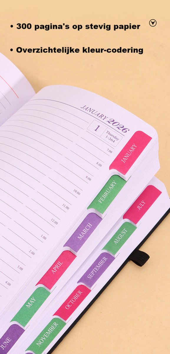 2026 Daily Planner – 2026 Adult Agenda – 1 Day on 1 Page – 365 Day Planner & Notebook – 14.0*20.8cm – Blue
