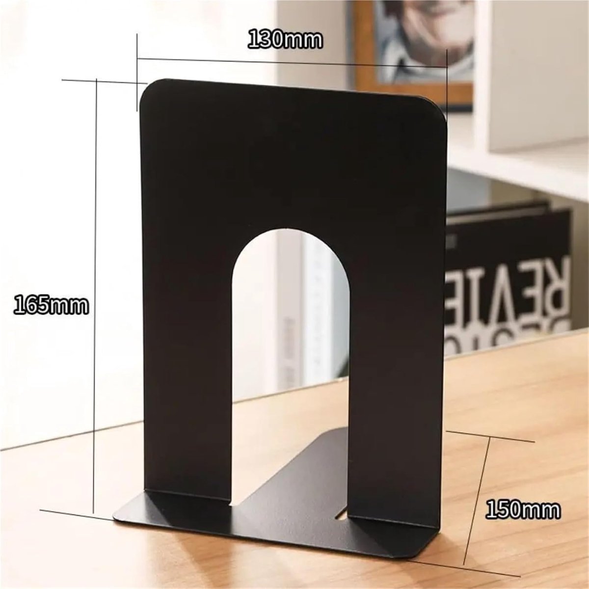 Bookends - Metal - Iron Bookshelves - Can be used to support books and organize your desk - 130mm * 150mm * 165mm - Black