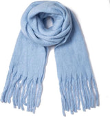 Scarf - Women's Winter Scarf - Warm and Thick Knitted Checked Scarf - Blanket Scarf - Stylish Gift - A Gift for Her (Light Blue)