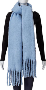 Scarf - Women's Winter Scarf - Warm and Thick Knitted Checked Scarf - Blanket Scarf - Stylish Gift - A Gift for Her (Light Blue)