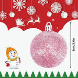 Christmas Baubles - Pack of 24 - Large Size, 6cm Diameter - Unbreakable Plastic - Christmas Tree Decoration - Various Christmas Bauble Decorations Suitable for Weddings, Mother's Day Party Decorations (Pink) - Front View