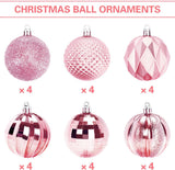 Christmas Baubles - Pack of 24 - Large Size, 6cm Diameter - Unbreakable Plastic - Christmas Tree Decoration - Various Christmas Bauble Decorations Suitable for Weddings, Mother's Day Party Decorations (Pink) - Side View
