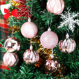 Christmas Baubles - Pack of 24 - Large Size, 6cm Diameter - Unbreakable Plastic - Christmas Tree Decoration - Various Christmas Bauble Decorations Suitable for Weddings, Mother's Day Party Decorations (Pink) - 45-Degree Angle